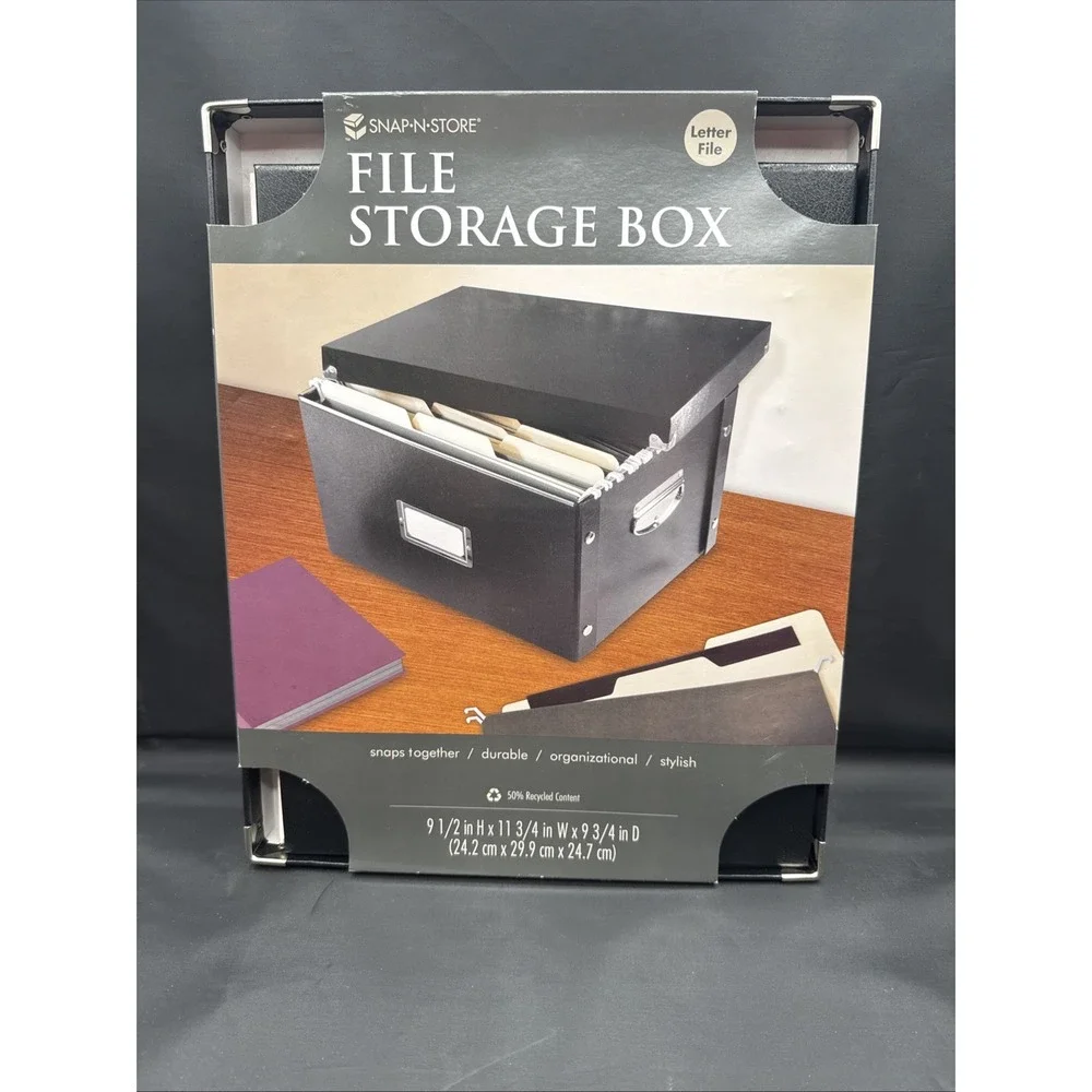Snap-N-Store Letter-Size File Box, Black 9x11x9 File Storage‎ Box snaps